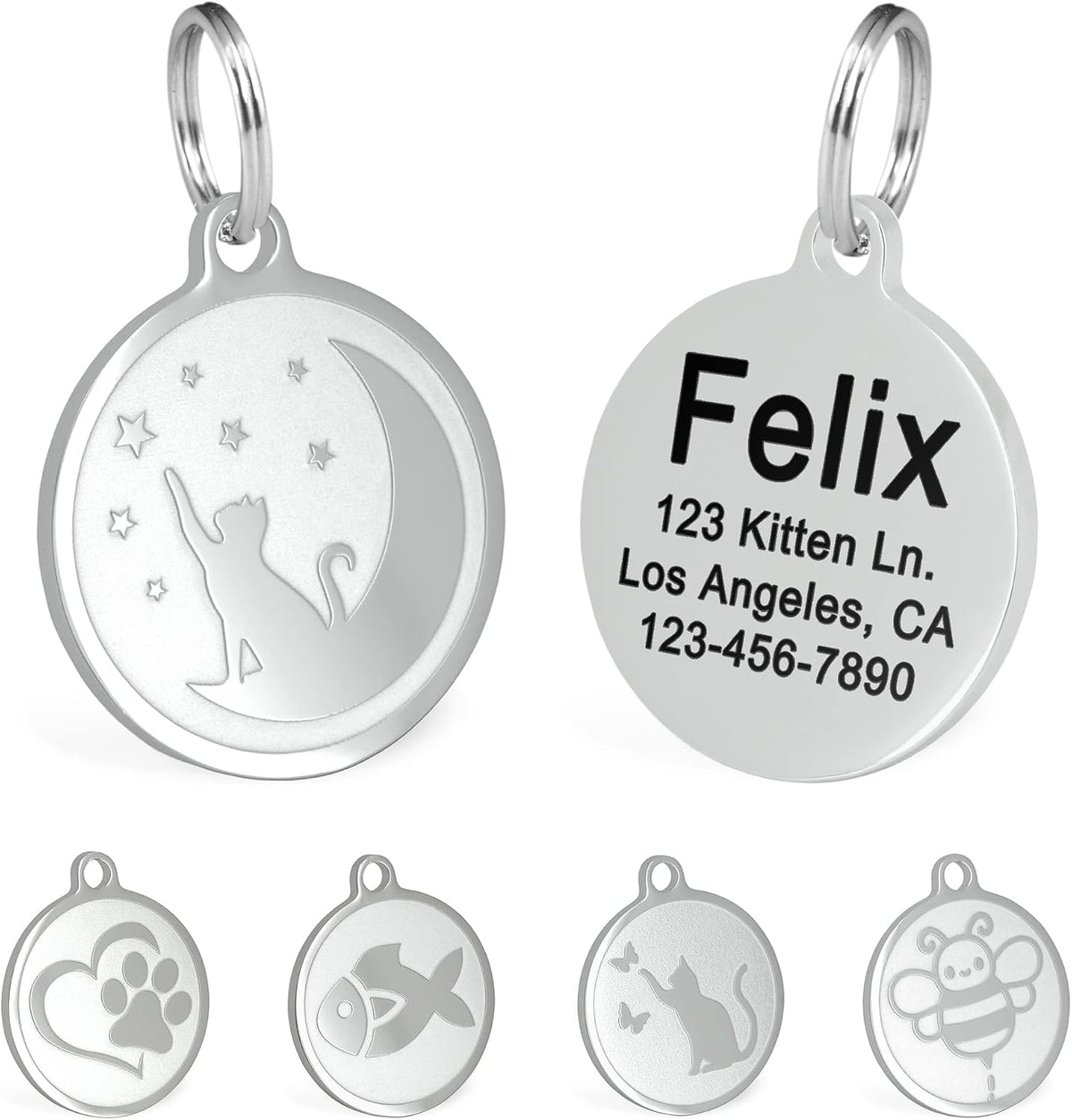Ultra Joys Engraved Cat Name Tags Personalized - Stainless Steel Name Tag Pet Identification - Small Dog ID Tags Personalized for up to 4 Lines of Text - Pet ID Tags for Cat Collar - Pirate - Image 10