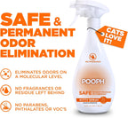 Fragrance free cat pee odor remover spray being applied to a plush cat tree