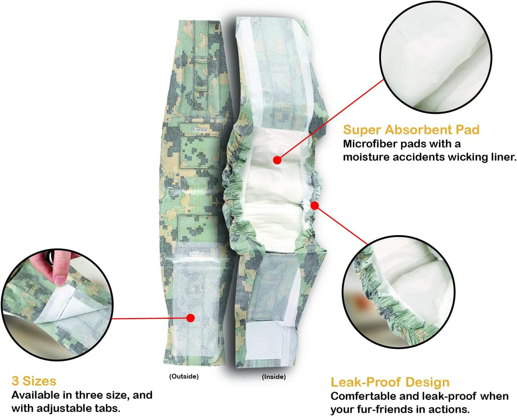 COCOYO absorbent belly bands for small male dogs highlighting wetness indicator strip