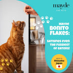 Dog eating premium dried bonito fish flakes