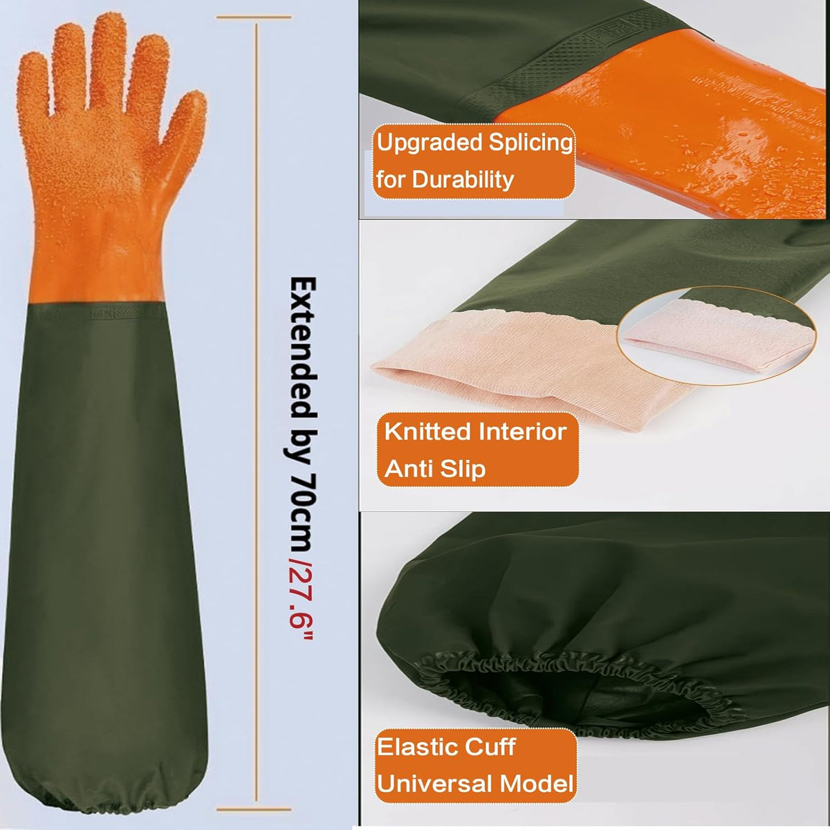 YOFANG anti scratch full arm pet washing gloves with elastic cuff