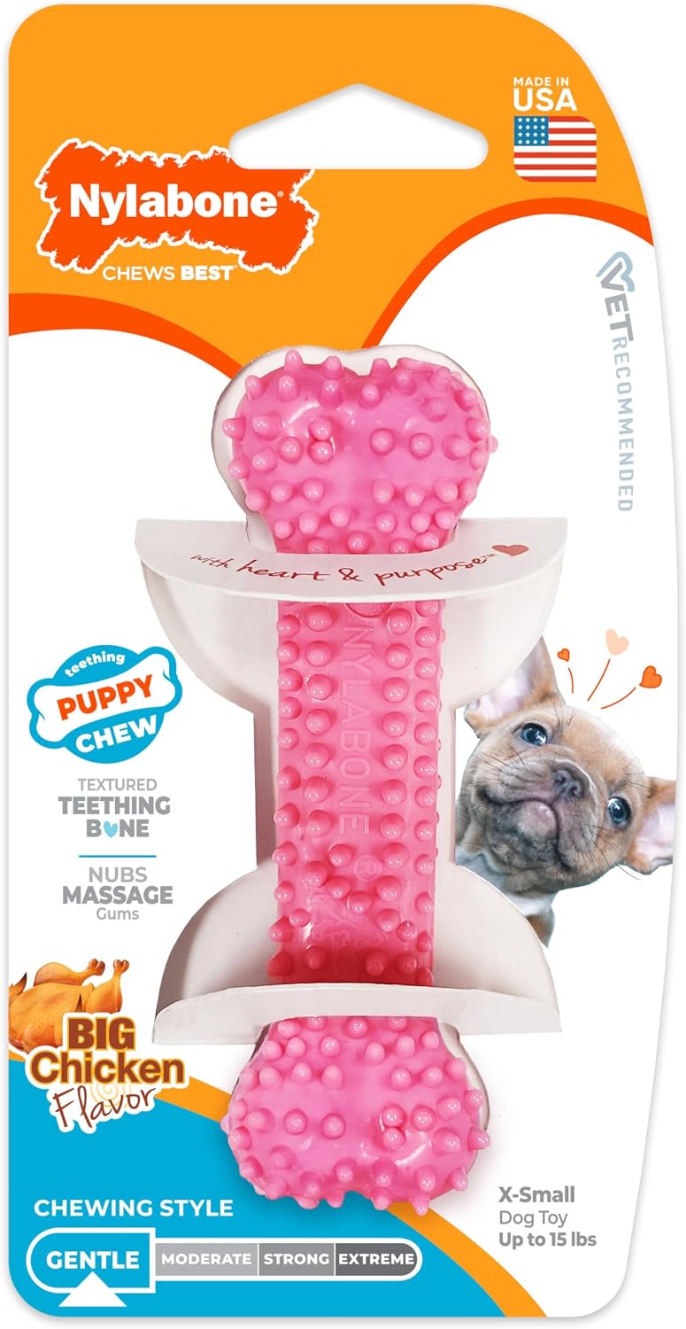 Nylabone New Puppy Starter Kit, Chew Toys & Natural Chew Treat for Puppies, Puppy Enrichment Teething Toys, Blue, Long Lasting Chicken & Bacon Flavor, Small Dogs - Up to 25 Ibs, 3 Pack - Image 12
