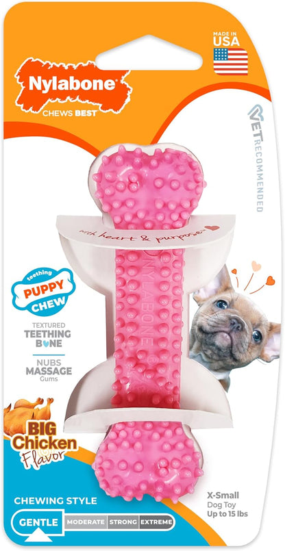 Nylabone New Puppy Starter Kit, Chew Toys & Natural Chew Treat for Puppies, Puppy Enrichment Teething Toys, Blue, Long Lasting Chicken & Bacon Flavor, Small Dogs - Up to 25 Ibs, 3 Pack - Image 12