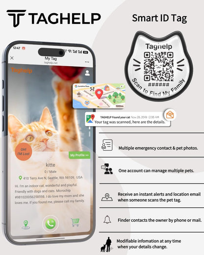 Cute Floral Breakaway Cat Collar with QR Code ID, Cotton Kitten Collar with Bell & AirTag Holder, Adjustable Safety Collar for Cats,Pastoral Style with airtag Holder(Pink) - Image 9