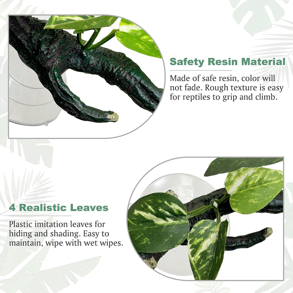 Artificial reptile tank decoration with leaves