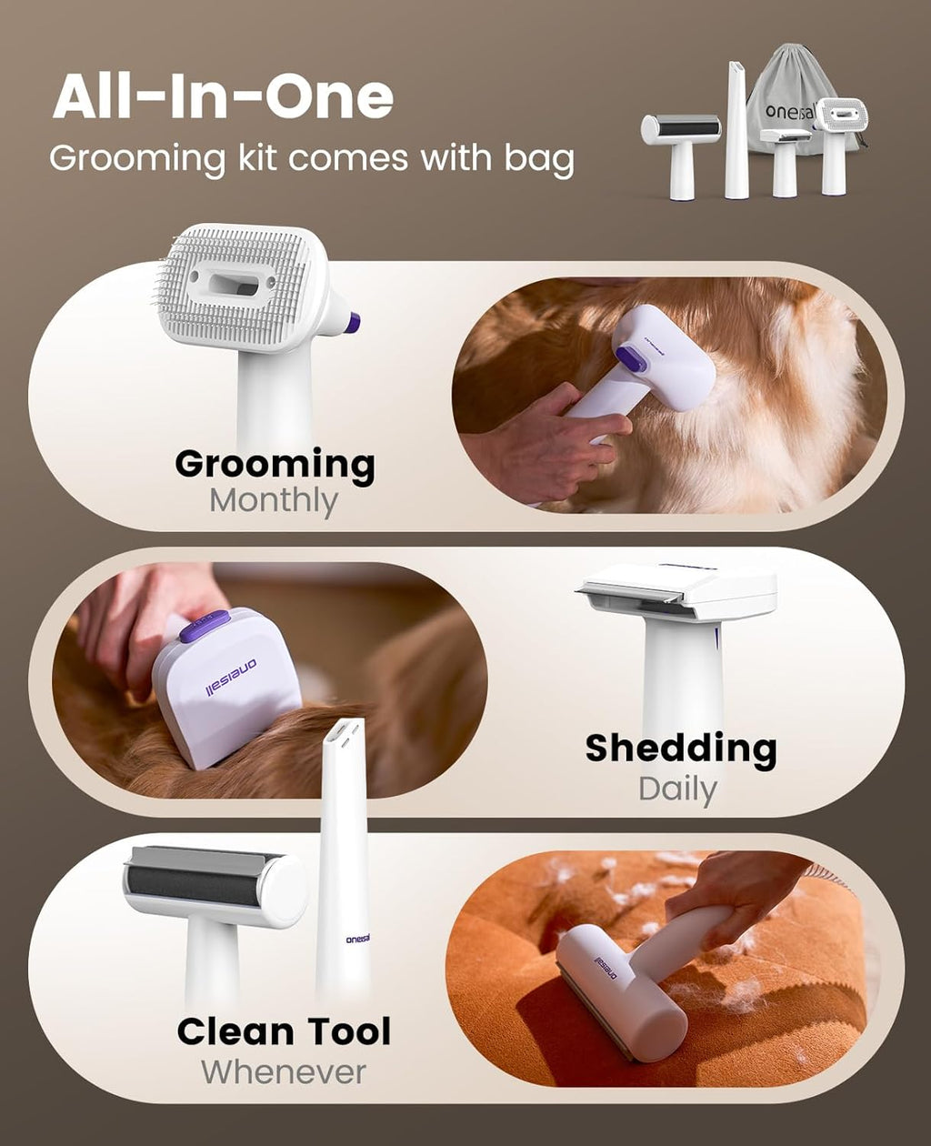 Oneisall pet hair vacuum canister close up highlighting the 1.5 Liter detachable dust box