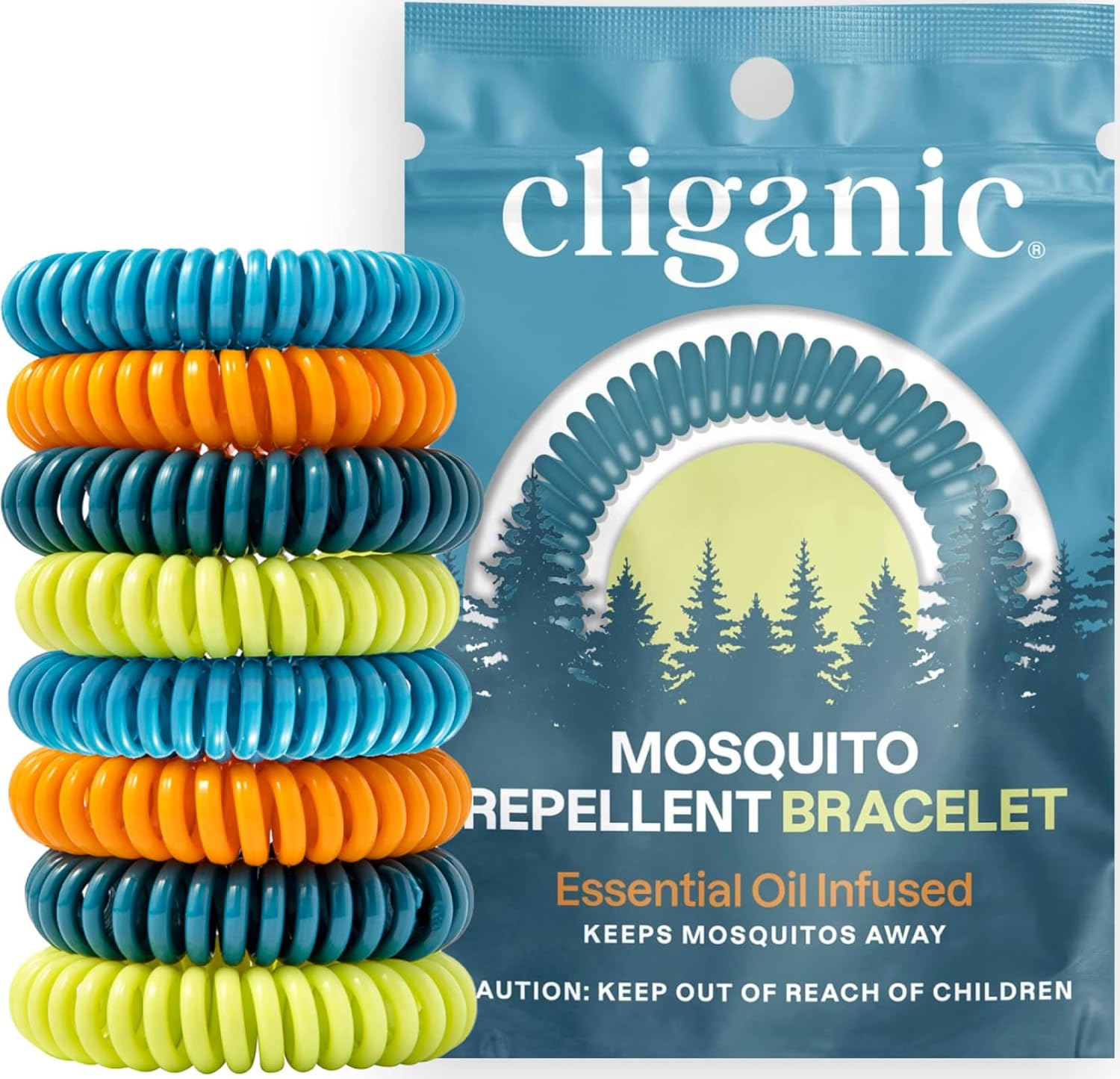 Cliganic mosquito repellent bracelets 20 pack front view
