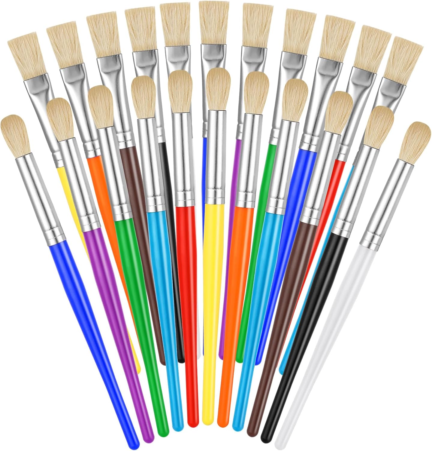 YGAOHF kids paintbrushes 22 piece set front view showing colorful chubby handles