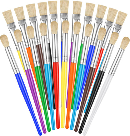 YGAOHF kids paintbrushes 22 piece set front view showing colorful chubby handles