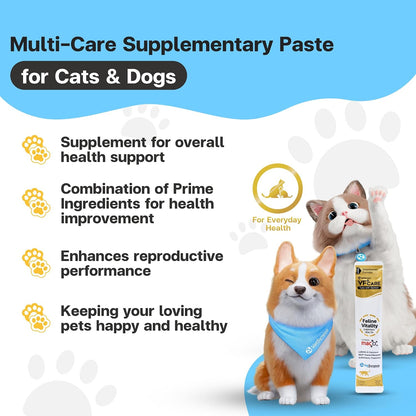 Detailed ingredient list on Feline Vitality cat supplement packaging