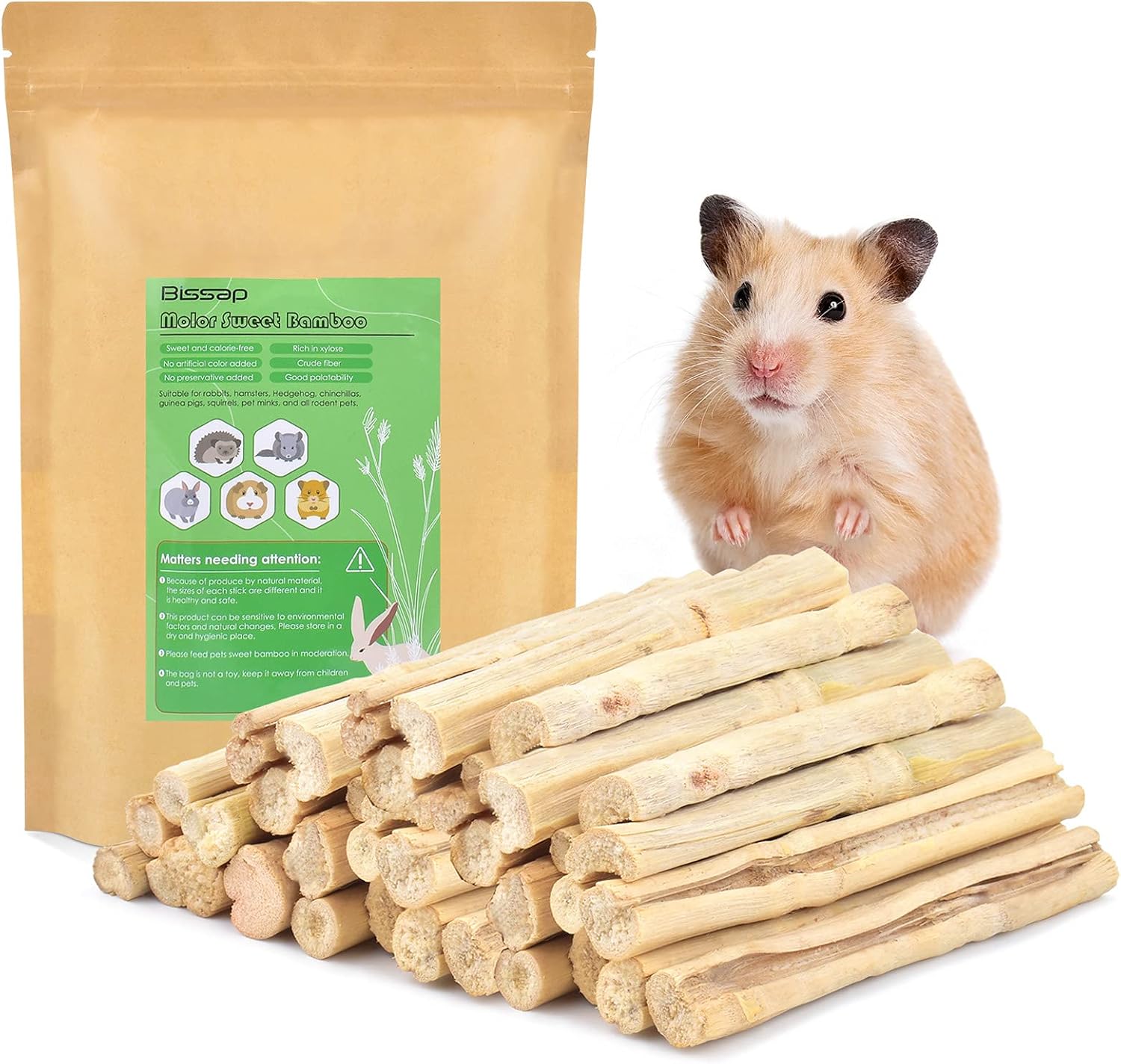 Bissap 250g/0.5Ib Sweet Bamboo Chew Sticks for Rabbits, Bunny Molar Treats Snack for Small Animals Hamster Chinchilla Guinea Pigs Rabbit Squirrel Natural Teeth Grinding Toys - Image 9