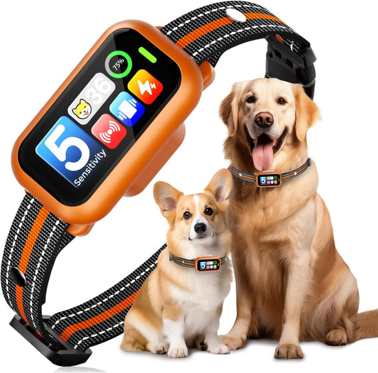 ATWHTE smart AI dog bark collar front view display
