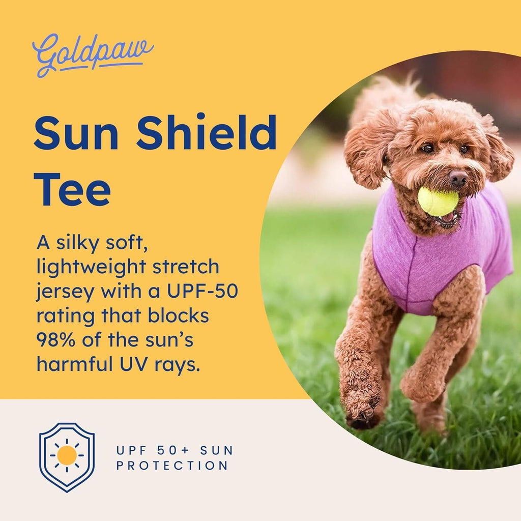 Gold Paw UV protection dog shirt showing stretchy fabric texture