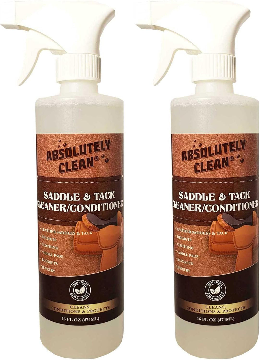Eco friendly leather conditioner spray being applied to premium tack
