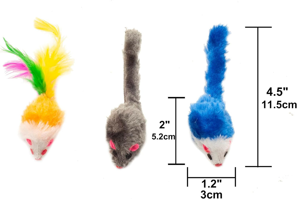 Colorful rattle mice toys showcasing different realistic shapes and sizes.