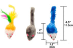 Colorful rattle mice toys showcasing different realistic shapes and sizes.