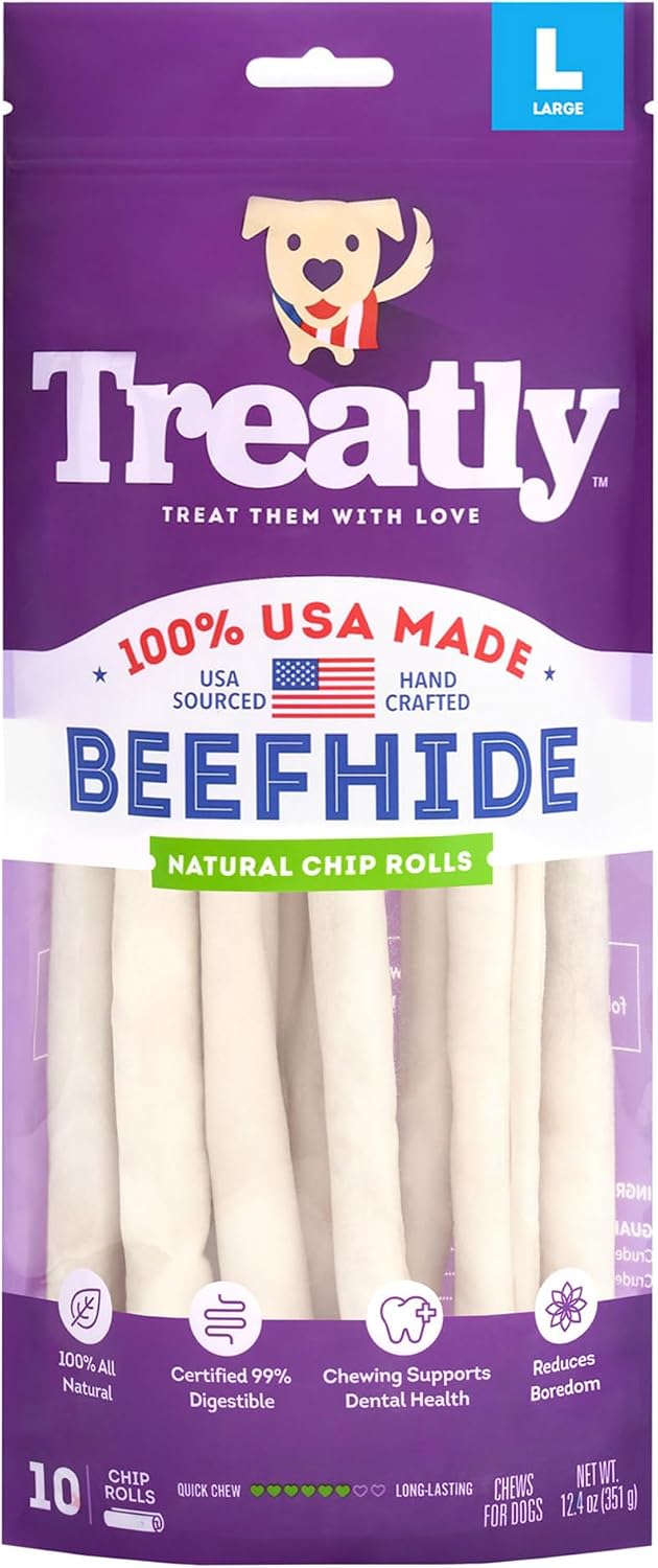 USA Beefhide Chip Rolls 5-6" Dog Chew Treats - Peanut Butter Flavor, 20 Count/2 Pack - Image 15