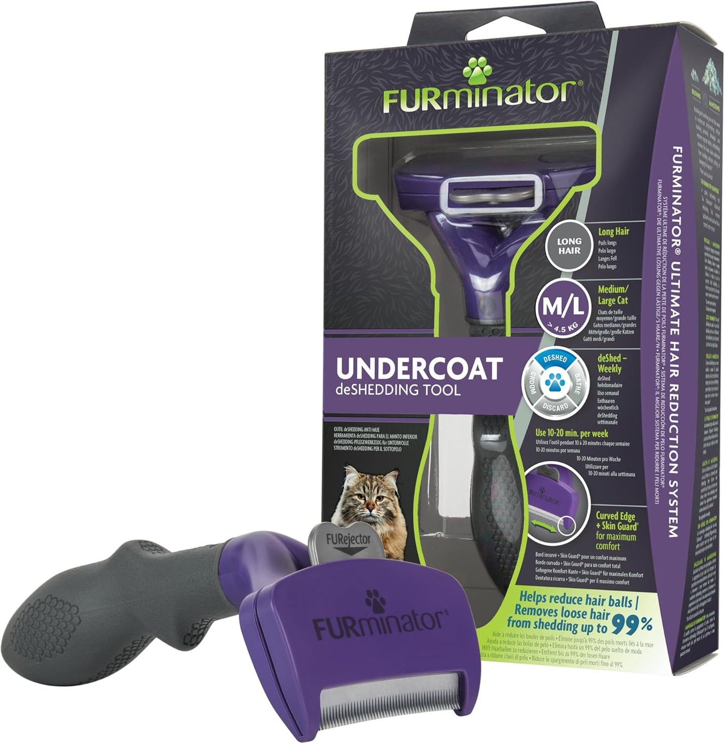 Furminator undercoat deshedding tool for long hair cats front view