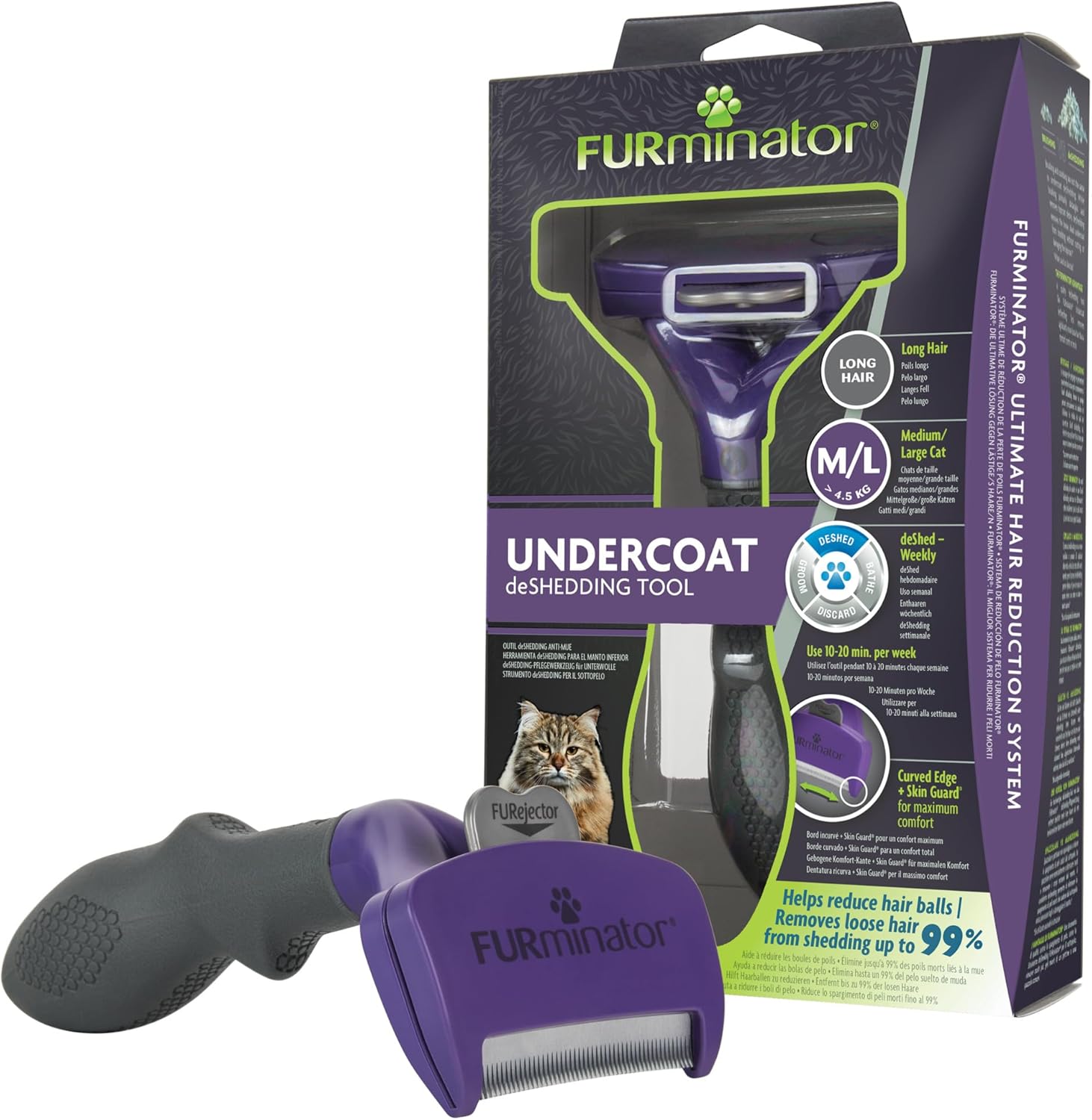 Furminator undercoat deshedding tool for long hair cats front view