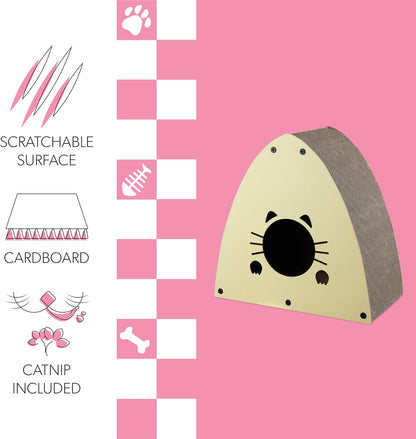 The Licker Store Koko 19 inch triangle cat scratcher with catnip top view angle