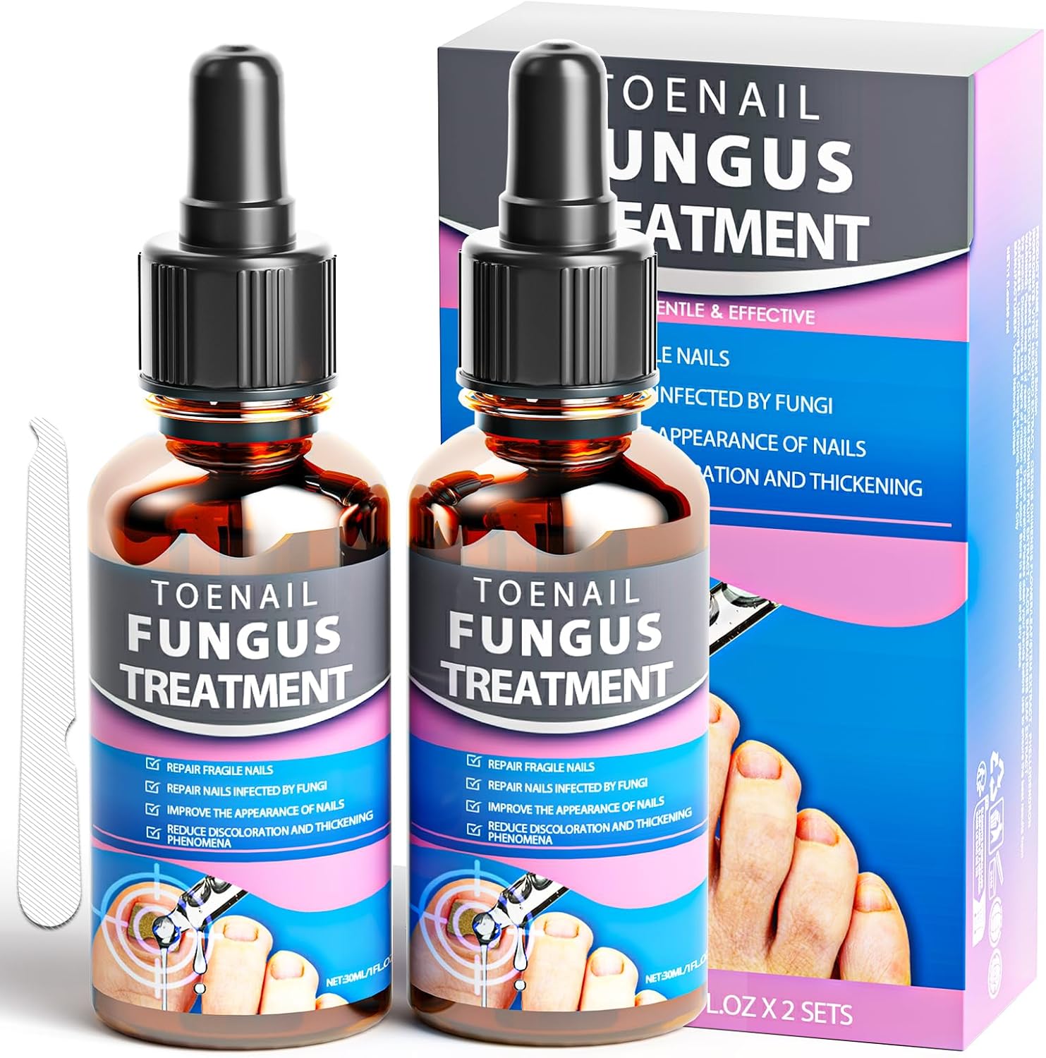 HULEIWA Toenail Fungus Treatment 2-Pack front view antifungal serum