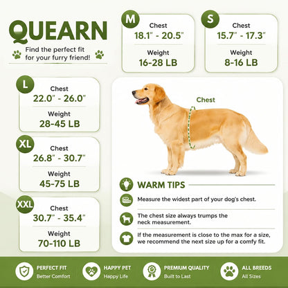 Quearn breathable cotton pet recovery garment for large dogs
