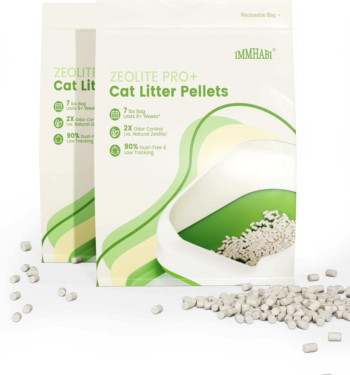 Immhabi branded cat litter pellets lifestyle shot in home