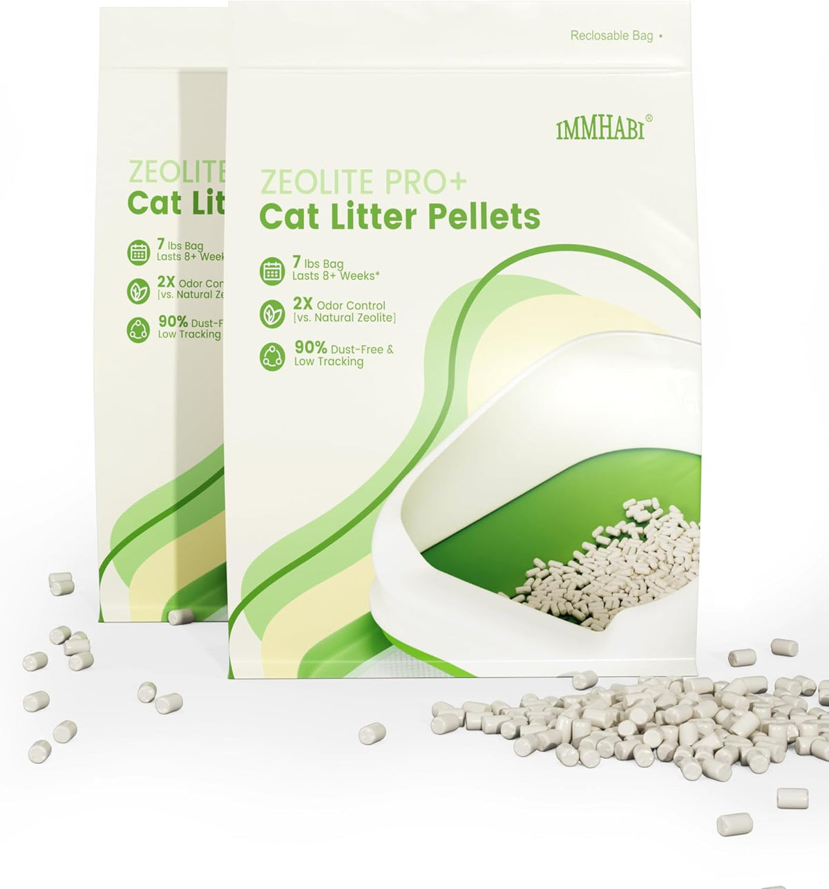 Immhabi branded cat litter pellets lifestyle shot in home