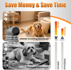 AIRROBO professional dog grooming tool kit with adjustable guide combs for various coat lengths.
