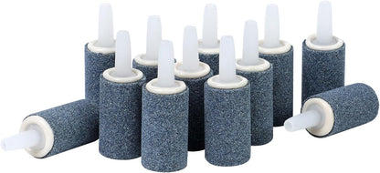 Aquaneat aquarium air stones 1 inch 12 pack front view showing grey cylindrical design