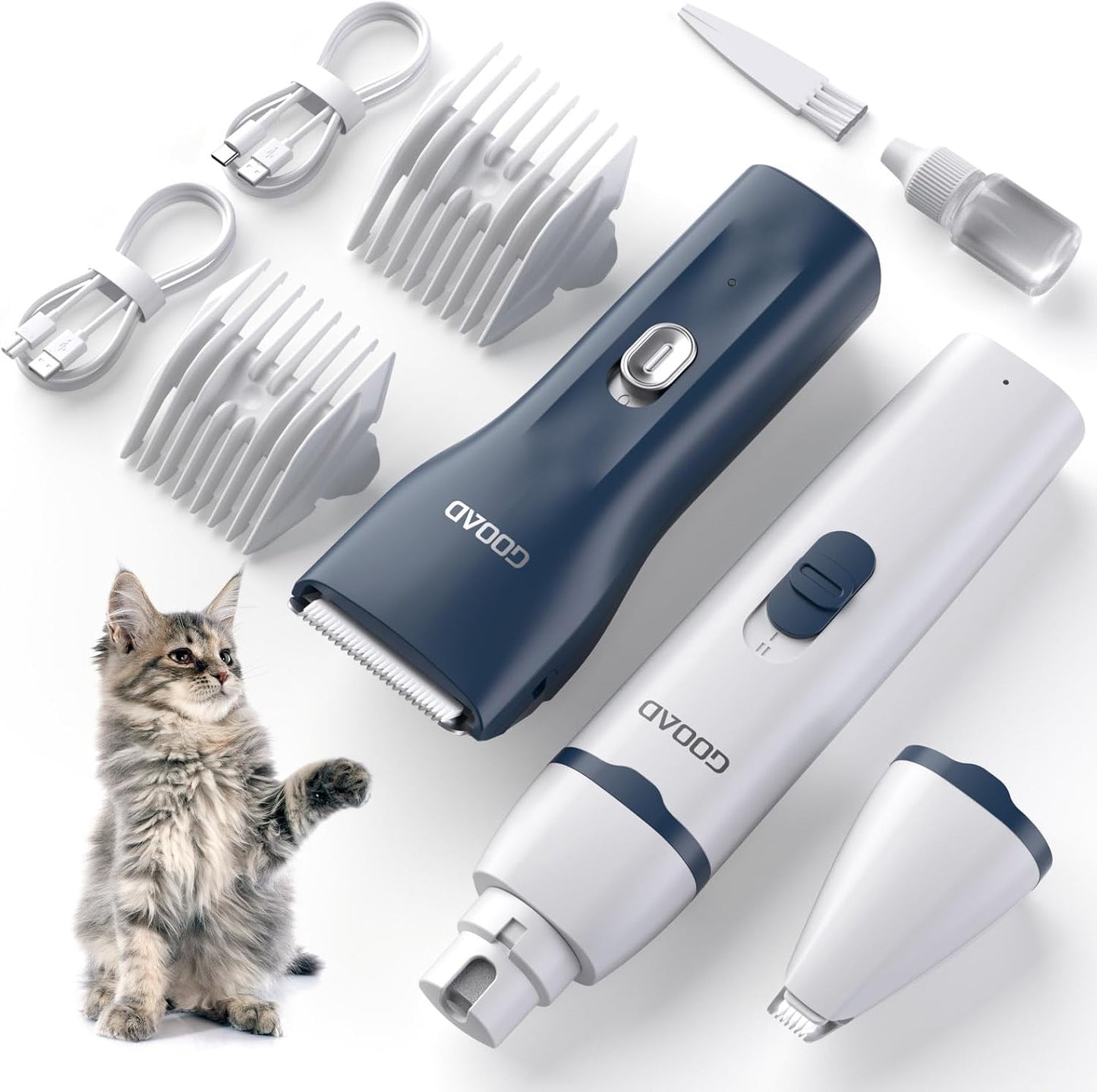 Gooad Cat Clippers for Matted Hair front view showing cordless grooming kit