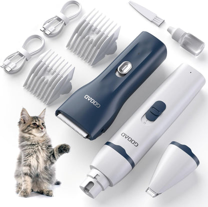 Gooad Cat Clippers for Matted Hair front view showing cordless grooming kit