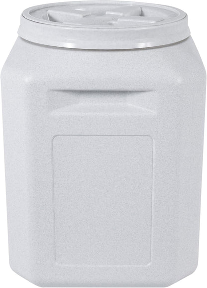 Side profile of Gamma2 pet food storage bin for dog kibble