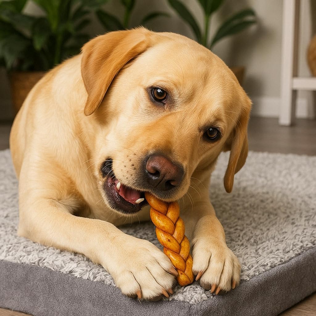 Pet Factory long lasting dental health dog chews showcasing the thick braided structure