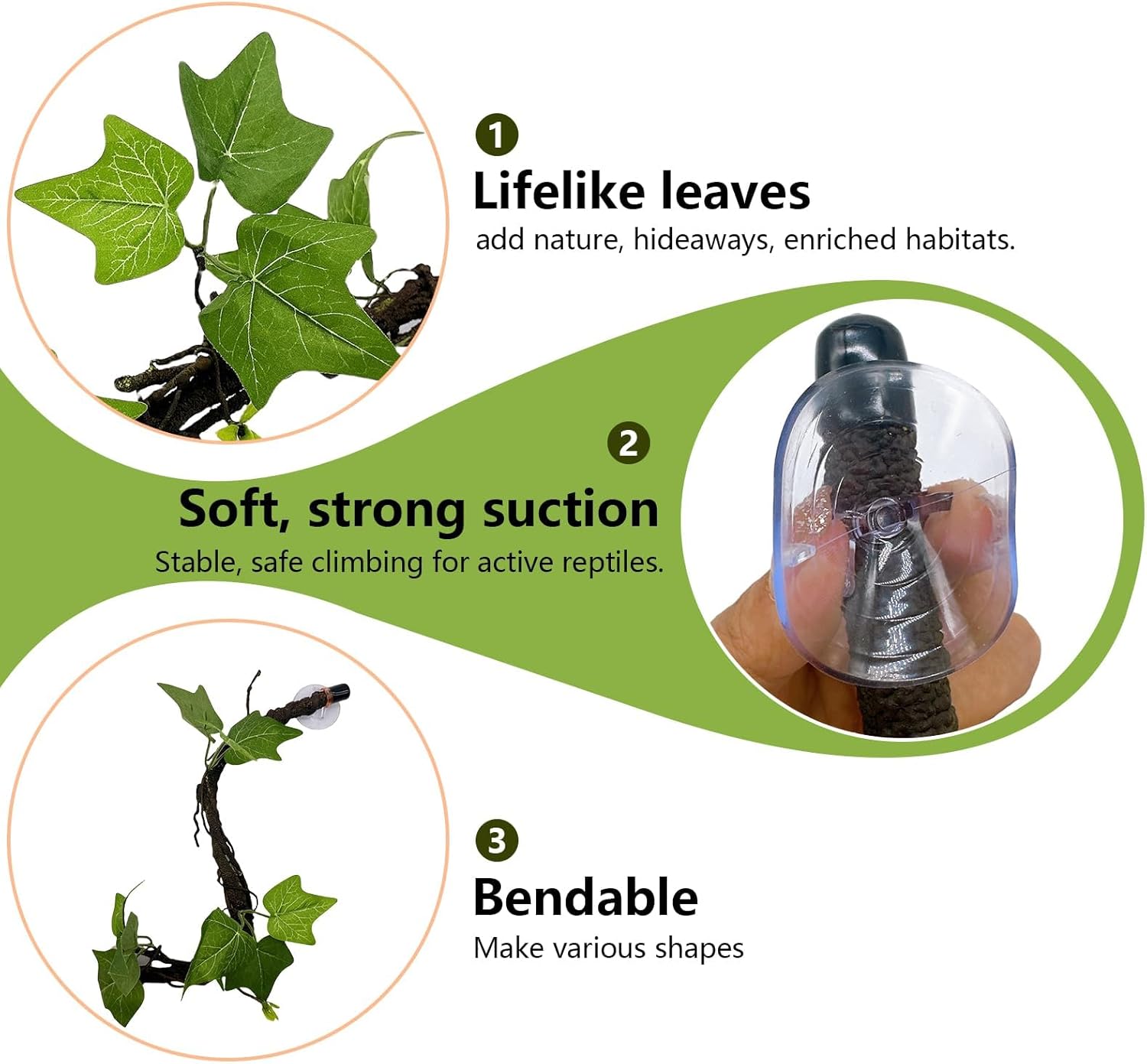 Bnosdm reptile terrarium decor with suction cup attachment