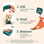 Small size Woof dental chew toy with refill inserted