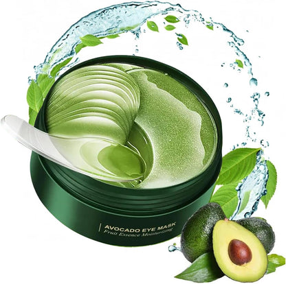 Firstfly 60 Pieces Avocado Eye Mask jar and packaging front view for dark circles treatment