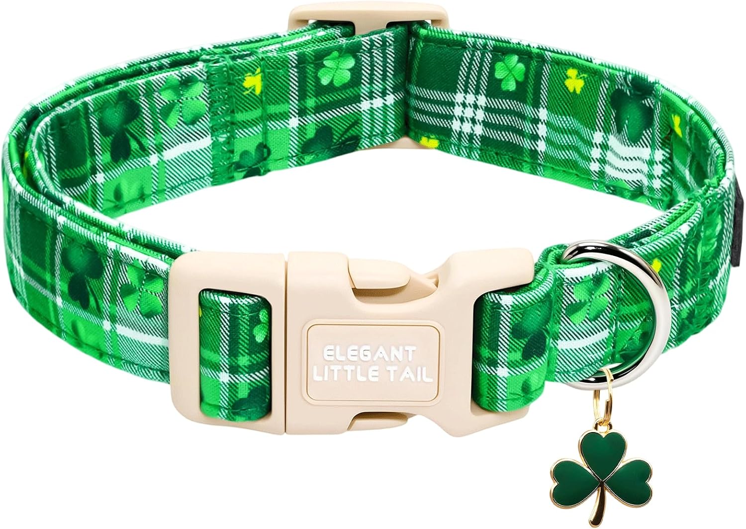 Elegant little tail Dog Collar, Cute Pink with Green Strip Pattern Pet Collars Soft Girl or Boy Adjustable Cotton Puppy Collar with Quick Release Buckle for Medium Dogs - Image 11