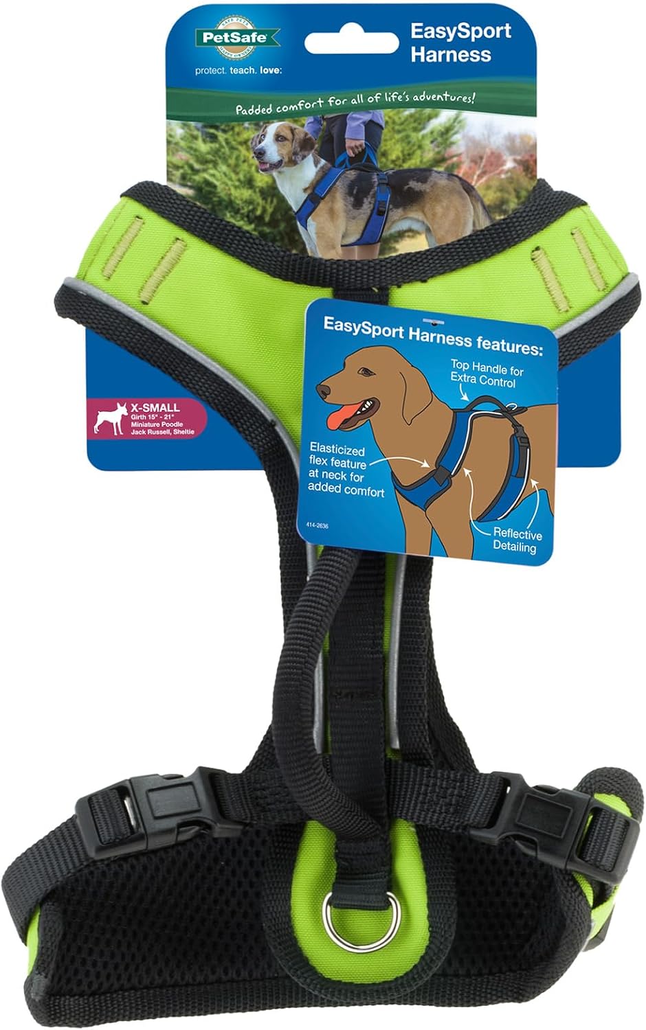 PetSafe EasySport Harness Padded Straps Fully Adjustable Elastic Neckline Best for Athletic Dogs Top Handle for Quick Control - Medium - Teal - Image 13