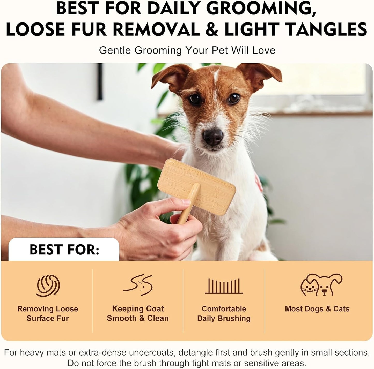 Air cushion pet brush removing loose undercoat fur and mats