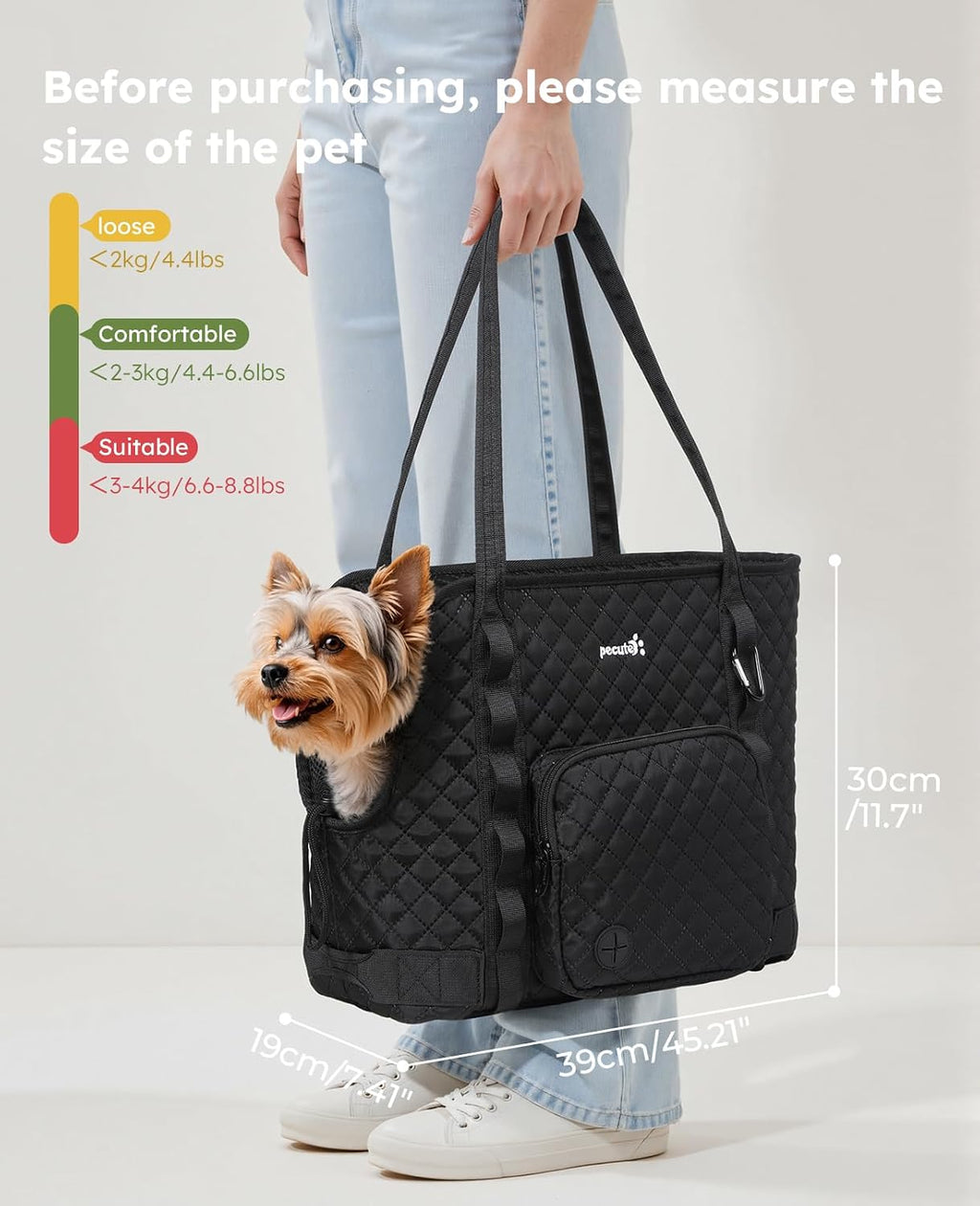 Pecute pet tote bag with mesh window