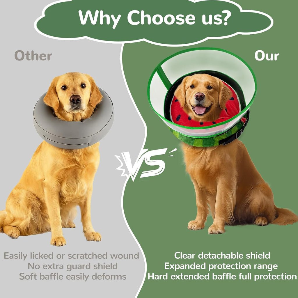 Detachable transparent shield on an inflatable pet Elizabethan collar