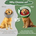 Detachable transparent shield on an inflatable pet Elizabethan collar