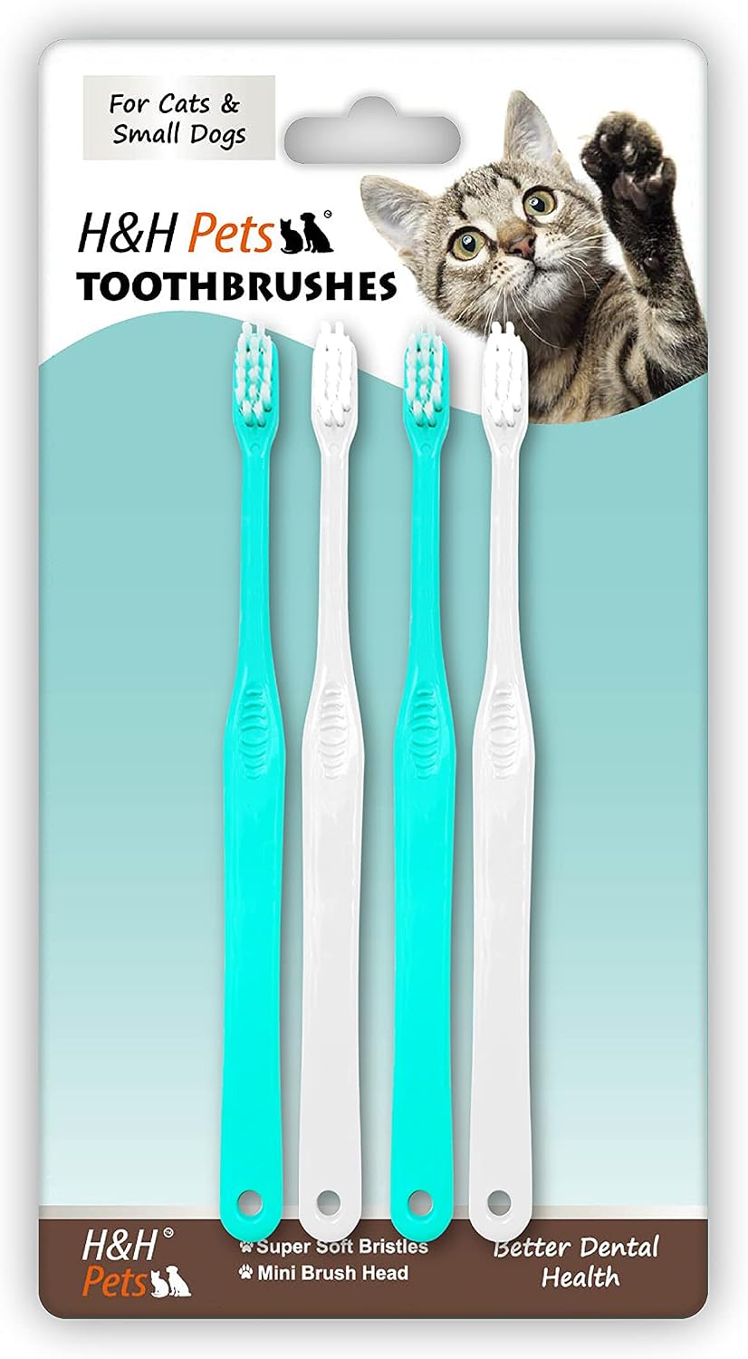 Eight count pack packaging of H&H Pets small dog and cat toothbrush.