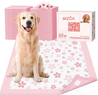 MIZOK Puppy Pads Pink 22x22in, Quick-Dry Puppy Training Pads with Pheromone Attractant, Decorative Cherry Blossom 6-Layer Heavy Duty Leak-Proof Pet Pads, Disposable (50 Count) - Image 14
