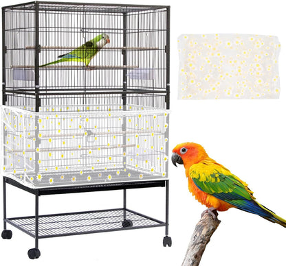 Daoeny bird cage skirt guard package showing clean floor benefits for pet owners.