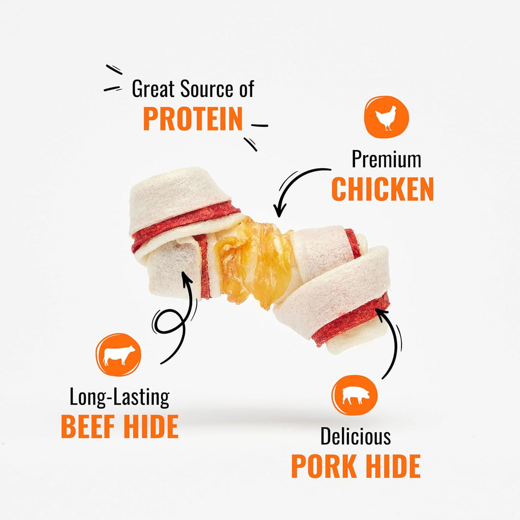 Back of package ingredients and feeding instructions for Good N Fun triple flavor chews