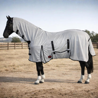 RESISTANCE Horse Fly Sheet with Neck Cover & Belly Wrap, Lightweight Breathable UV Protection Fly Sheet for Horses, Silver, Sizes 68"- 82" (Turquoise, 80") - Image 15