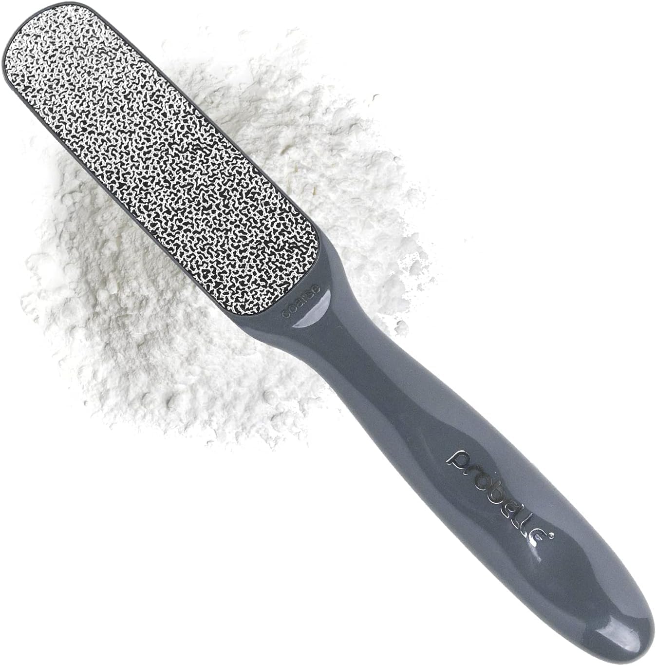 Probelle Double Sided Multidirectional Nickel Foot File front view showing the dark grey textured surface.
