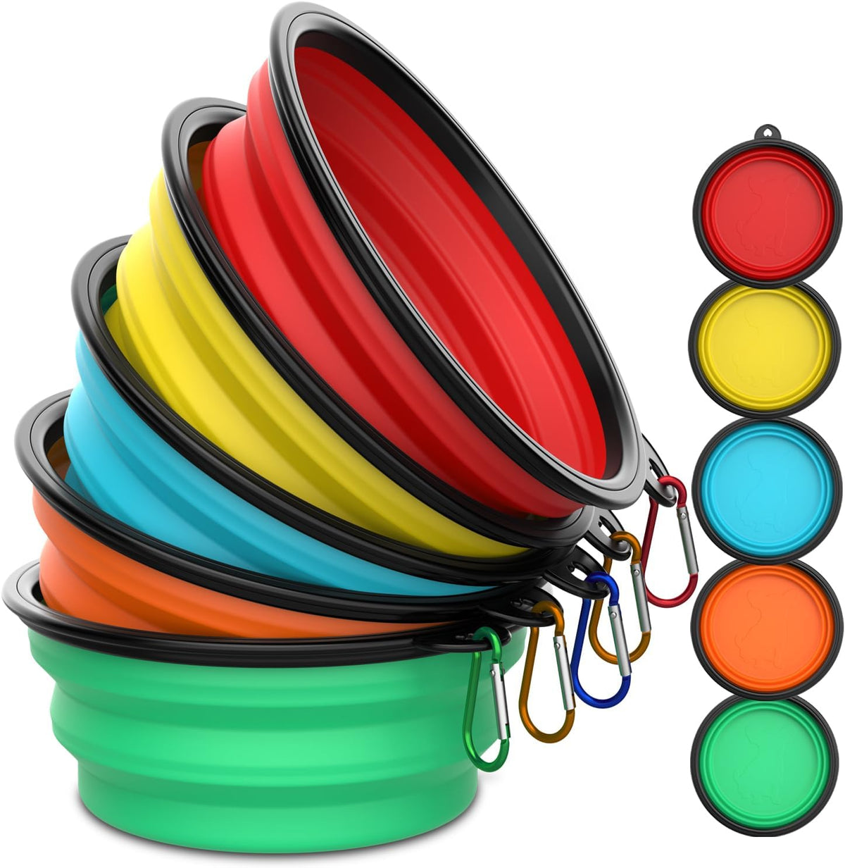 Collapsible Dog Bowls [3 Pack] 34 oz, Travel Dog Bowls, Pet Bowl Portable Foldable Water Food Feeding Dishes with Carabiner Clip for Traveling Hiking Walking-Red & Orange & Yellow - Image 12